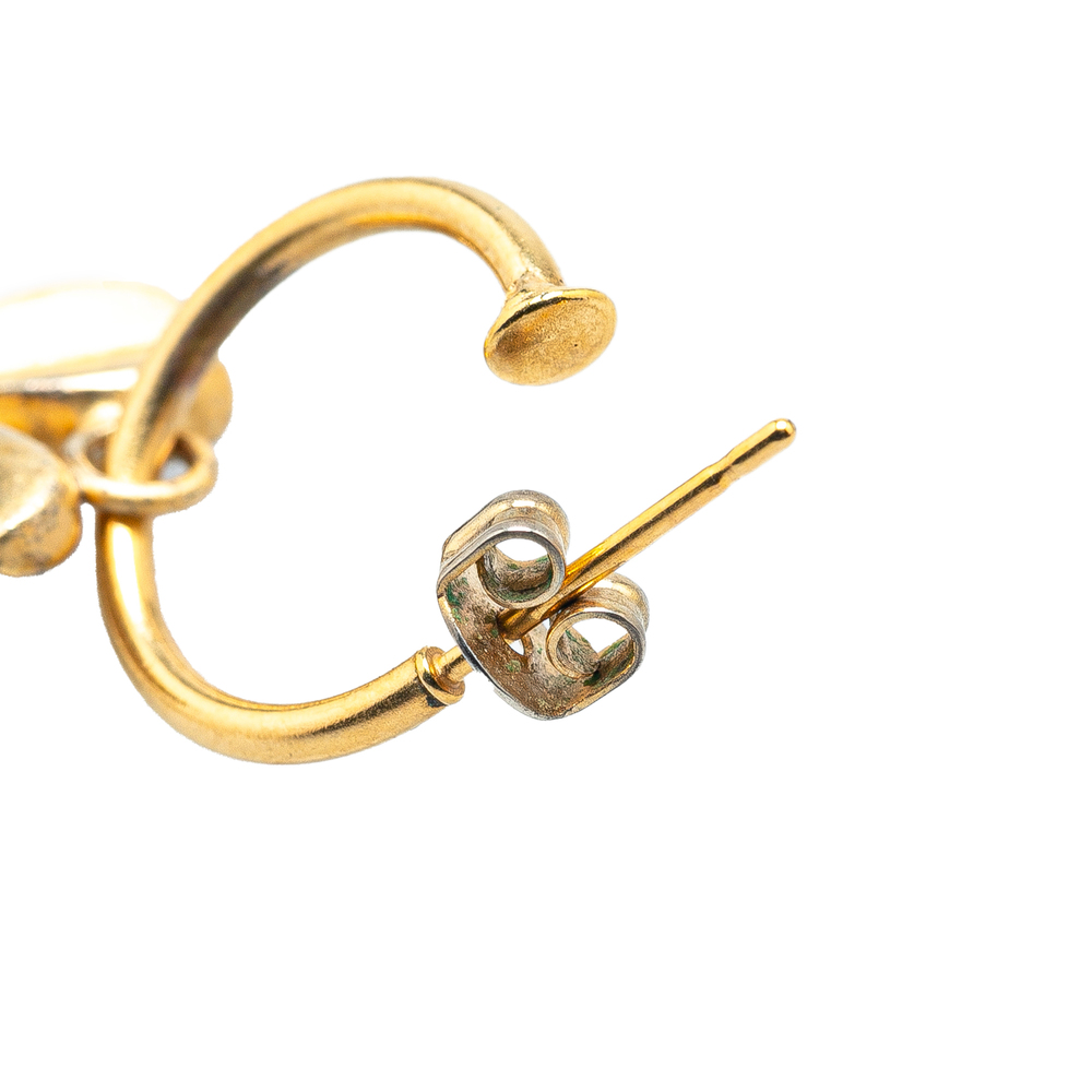 Pre-Loved Chanel Gold Plated Clover Hoop Push Back Earrings - Picture 4 of 6